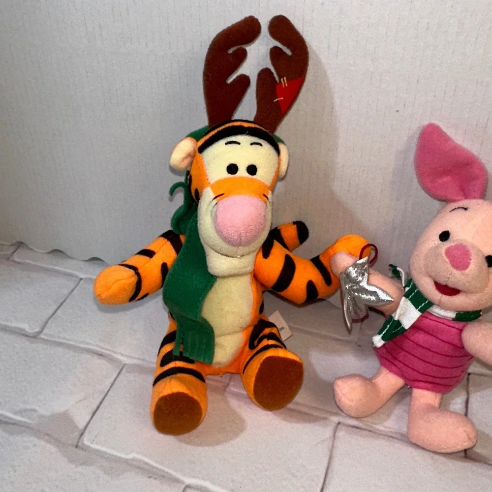 Disney Mattel 1999 Tigger Reindeer & Piglet Holiday Plush Set‎ Winnie the Pooh